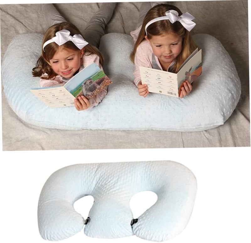 woobles وسادة رضاعة متعددة الوظائف، وسادة رضاعة للنساء الحوامل، وسادة دعم من قماش قطن قابل للغسل في الغسالة، زرقاء - Image 2